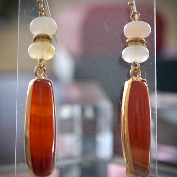NEW Red Calcite and Quartz Earrings - Picture 6 of 7
